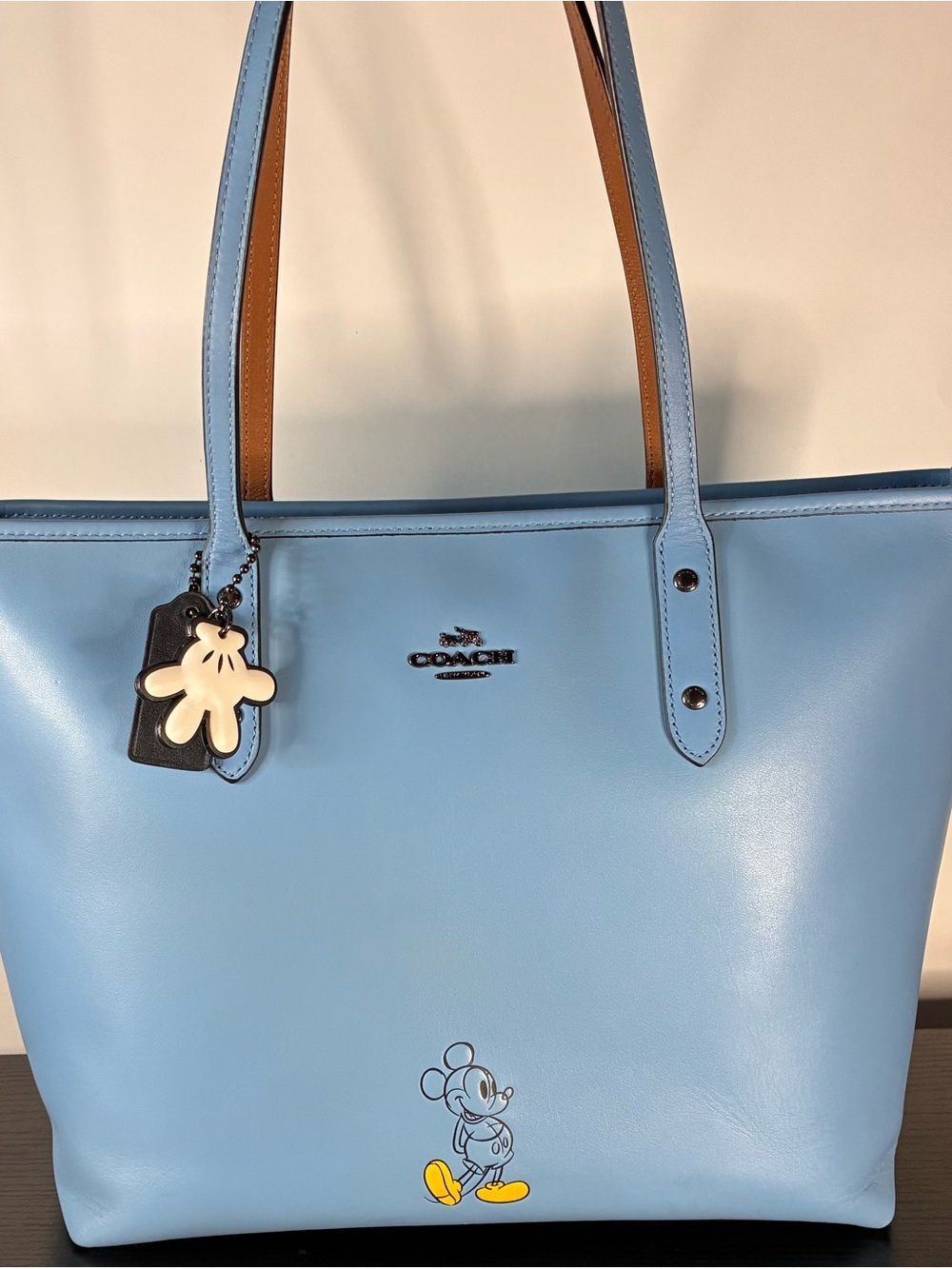 Disney X Coach Mickey Blue Calf Leather City Tote - Picture 9 of 14